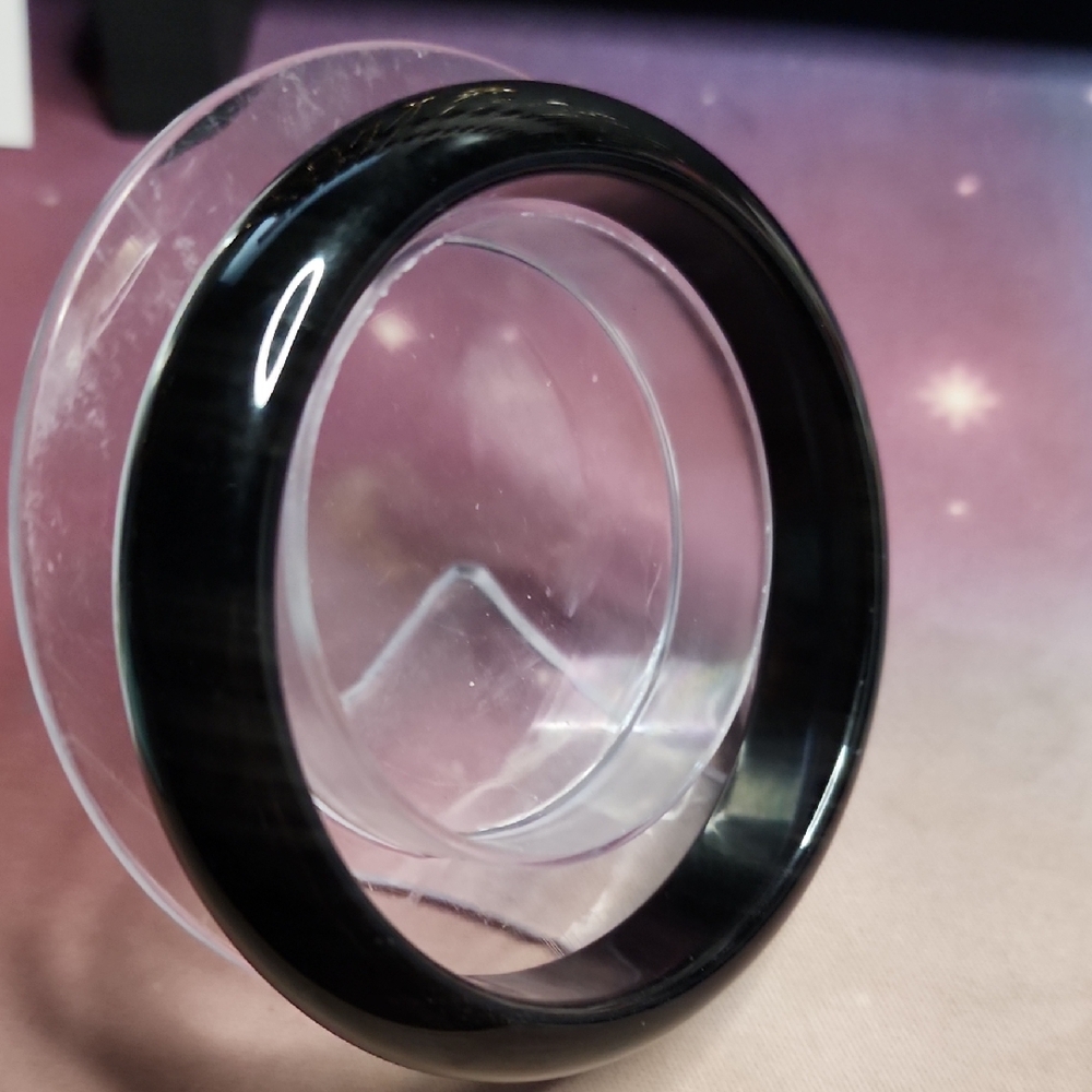 Silver Obsidian Bangle